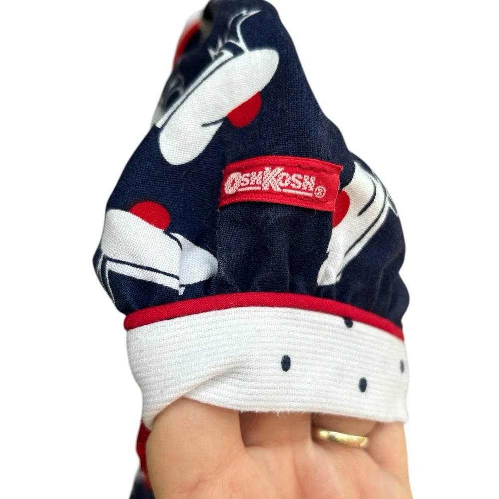 Vintage OshKosh Sailor Beret Hat Girls Dress RARE 4T USA‎ Red White Blue Cotton